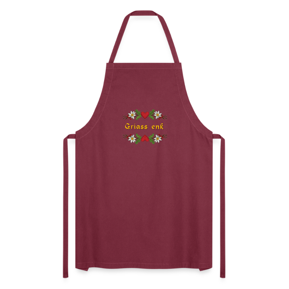 "Griass enk" - Shirt - Tiroler Design Südtirol | Lustiger Spruch | Kochschürze - Bordeaux