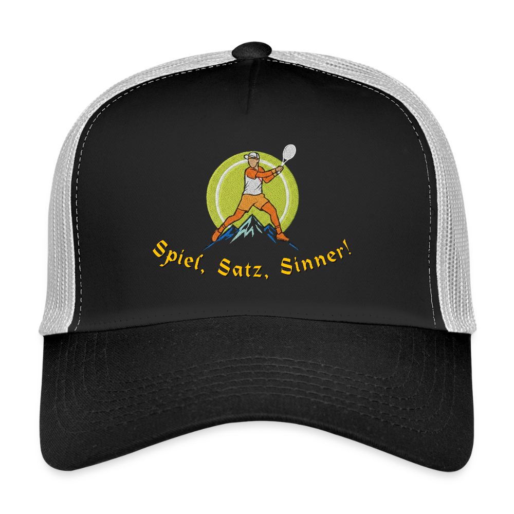 "I bin ba dr Musi" - Schildkappe - Tiroler Design Südtirol | Trucker Cap Tennis Sport - Schwarz/Steingrau