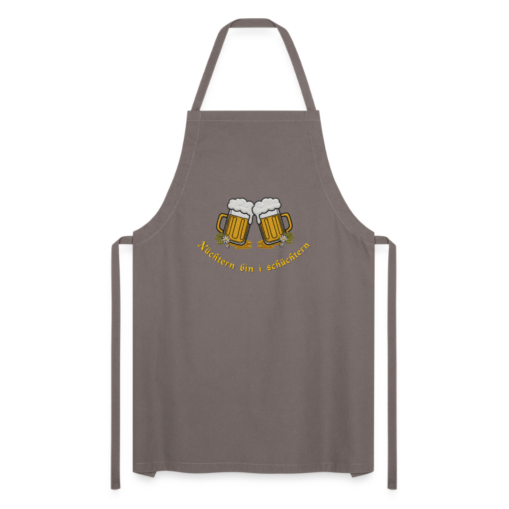 "Nüchtern bin i schüchtern" - Schürze - Tiroler Design Südtirol |  Lustiger Spruch - Grau