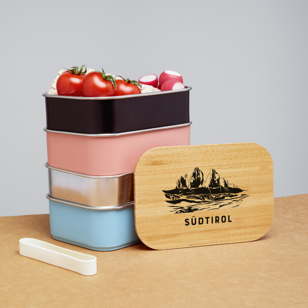 "Südtirol Drei Zinnen" - Jausebox - Tiroler Design Südtirol | Lunch Box - Schwarz