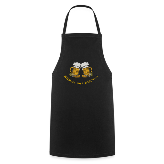 "Nüchtern bin i schüchtern" - Schürze - Tiroler Design Südtirol |  Lustiger Spruch - Schwarz