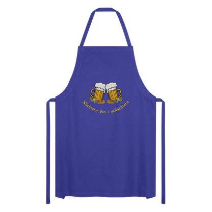 "Nüchtern bin i schüchtern" - Schürze - Tiroler Design Südtirol |  Lustiger Spruch - Royalblau