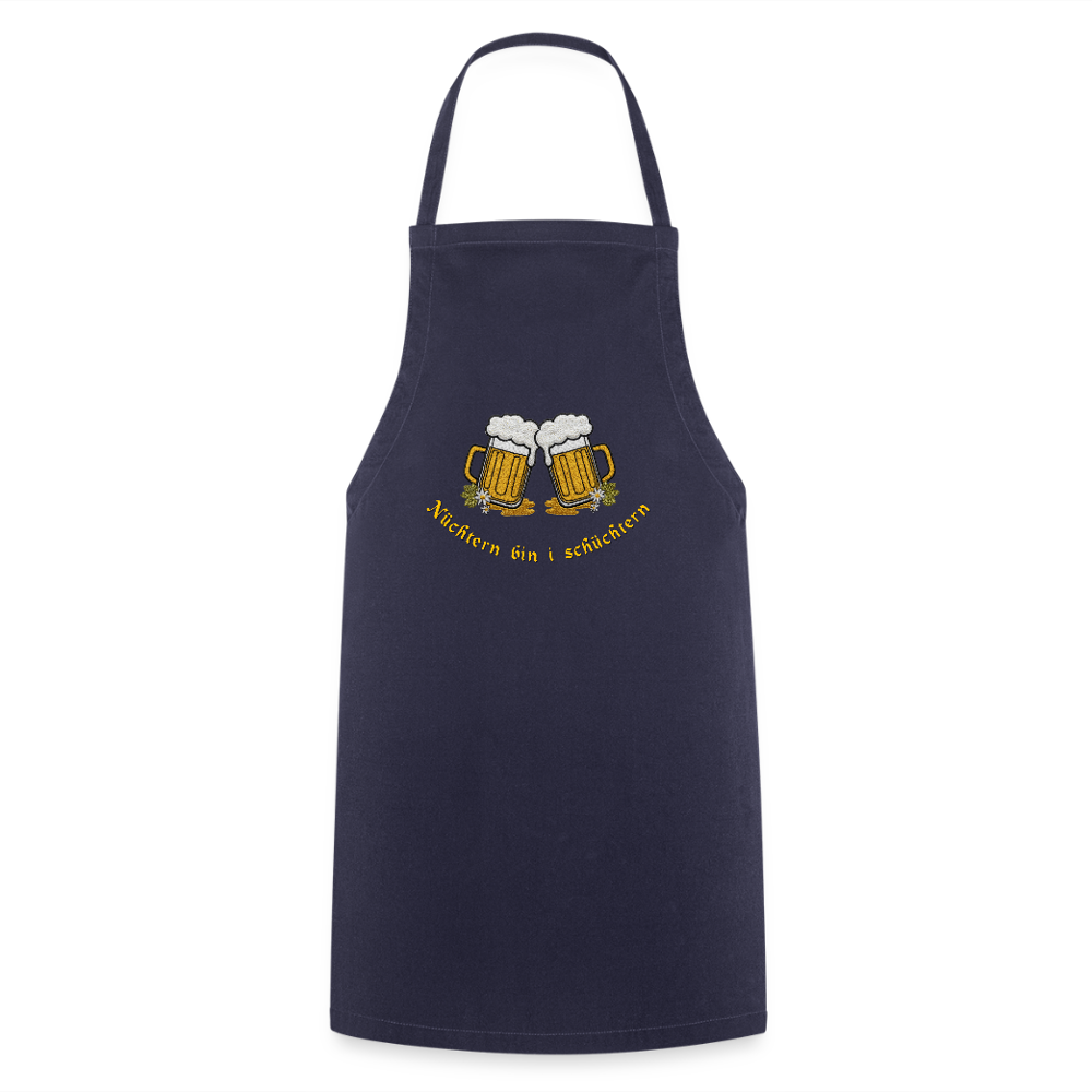 "Nüchtern bin i schüchtern" - Schürze - Tiroler Design Südtirol |  Lustiger Spruch - Navy