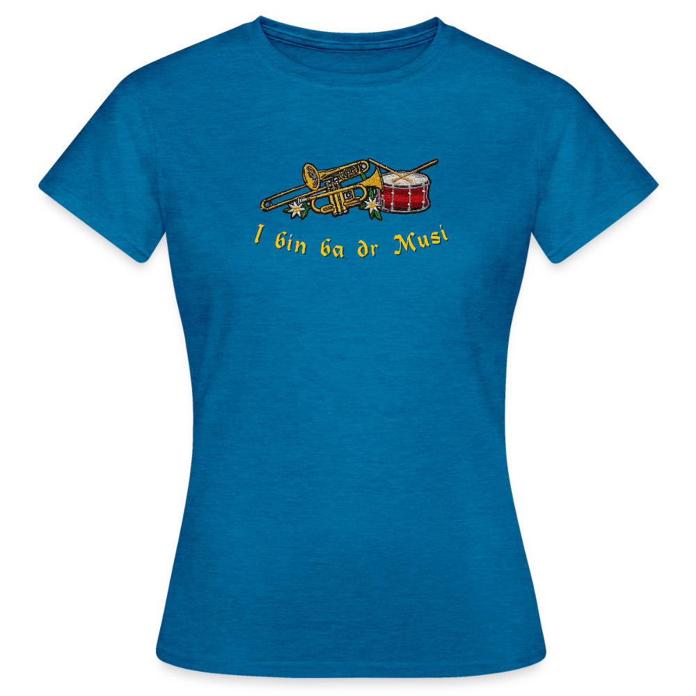 "I bin ba dr Musi" - Shirt - Tiroler Design Südtirol | Frauen T-Shirt - Antikblaues Saphir meliert