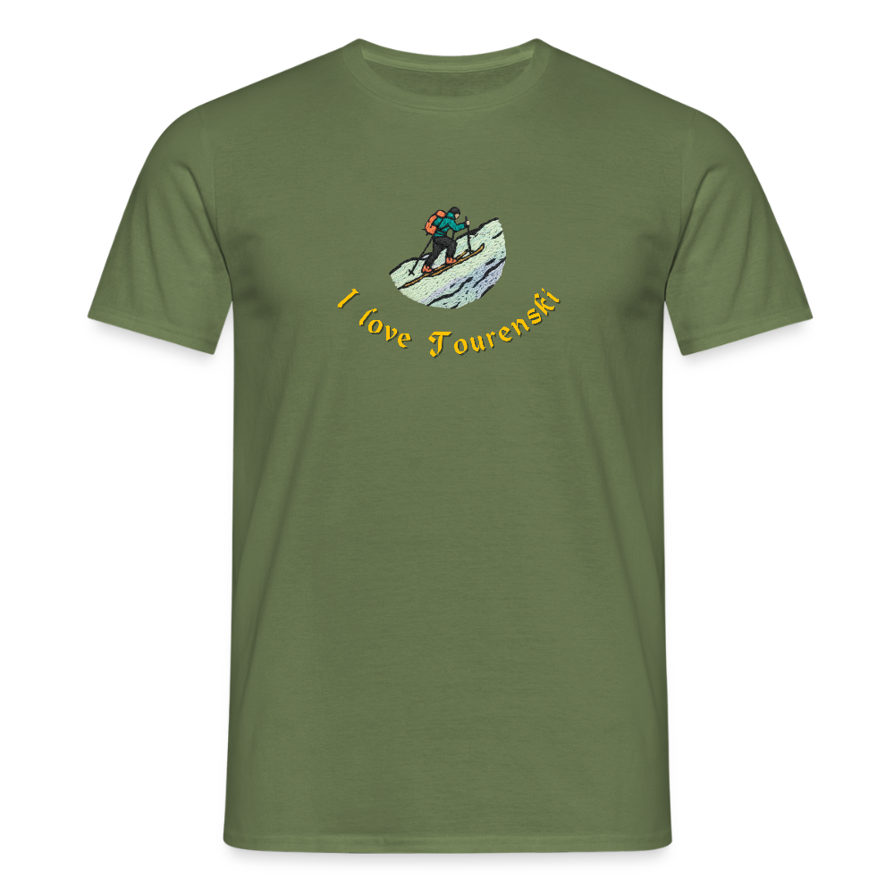 "I love Tourenski" - Shirt - Tiroler Design Südtirol | Männer T-Shirt Skitouren - Militärgrün