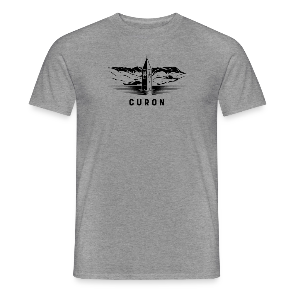 "Curon" - Shirt -  Turm im Reschensee Design Modern | Männer T-Shirt Südtirol - Graphit meliert