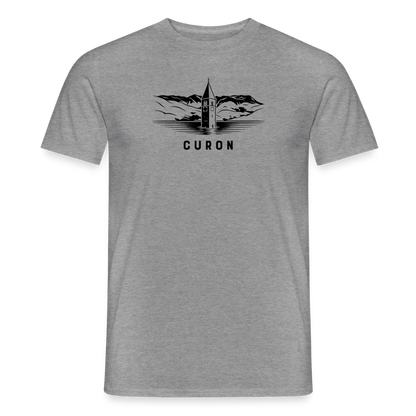 "Curon" - Shirt -  Turm im Reschensee Design Modern | Männer T-Shirt Südtirol - Graphit meliert