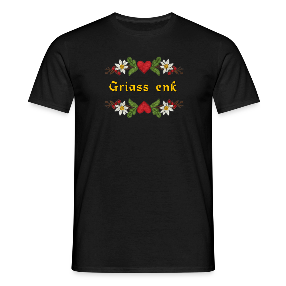 "Griass enk" - Shirt - Tiroler Design Südtirol | Männer T-Shirt Lustig - Schwarz