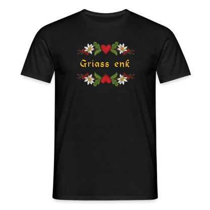 "Griass enk" - Shirt - Tiroler Design Südtirol | Männer T-Shirt Lustig - Schwarz