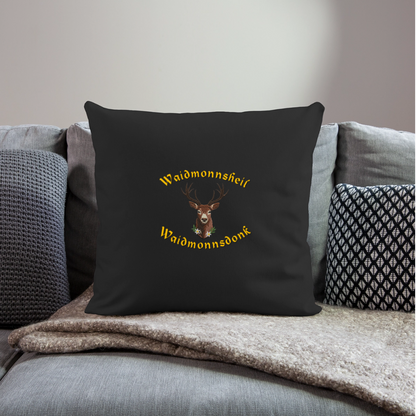"Waidmonnsheil Waidmonnsdonk" - Kissen - Tiroler Design Südtirol | Sofakissen mit Füllung 44 x 44 cm - Schwarz