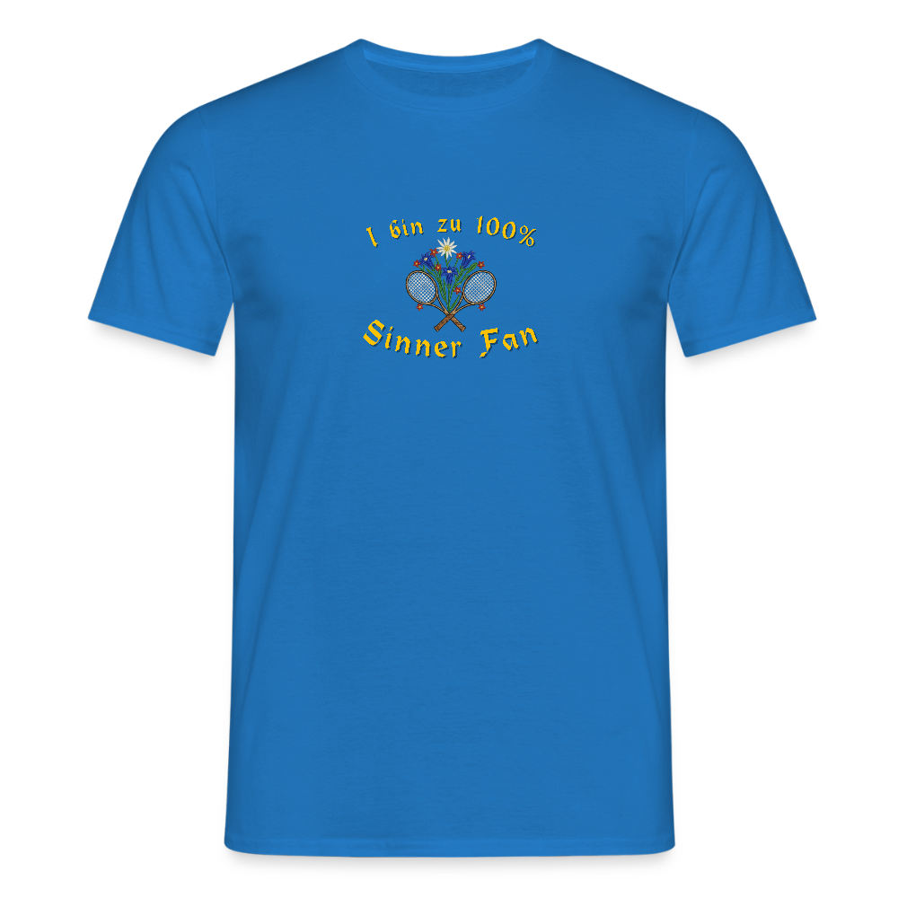 "I bin zu 100% Sinner Fan" - Shirt - Tiroler Design Südtirol | Männer T-Shirt Sport - Royalblau