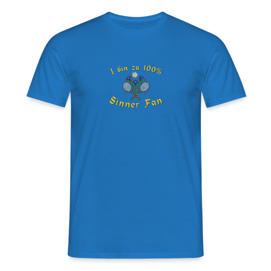 "I bin zu 100% Sinner Fan" - Shirt - Tiroler Design Südtirol | Männer T-Shirt Sport - Royalblau
