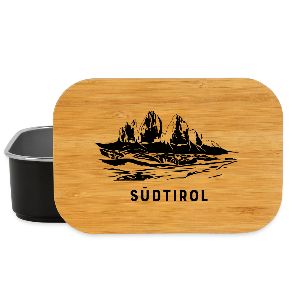 "Südtirol Drei Zinnen" - Jausebox - Tiroler Design Südtirol | Lunch Box - Schwarz