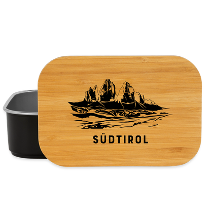 "Südtirol Drei Zinnen" - Jausebox - Tiroler Design Südtirol | Lunch Box - Schwarz