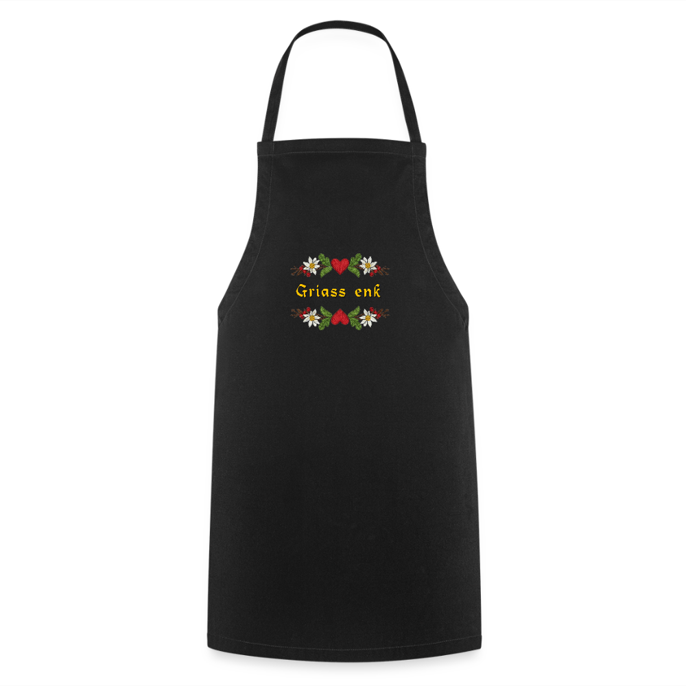 "Griass enk" - Shirt - Tiroler Design Südtirol |  Lustiger Spruch | Kochschürze - Schwarz