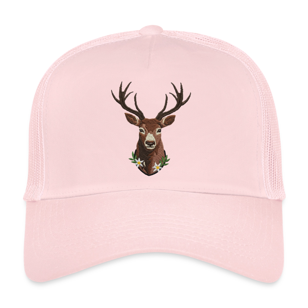 "Hirsch" - Schildkappe - Tiroler Design Südtirol | Trucker Cap Modern Jäger Jagd - Hellrosa