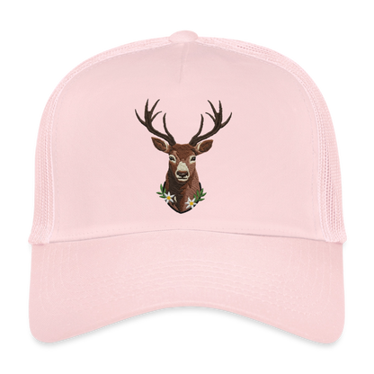 "Hirsch" - Schildkappe - Tiroler Design Südtirol | Trucker Cap Modern Jäger Jagd - Hellrosa