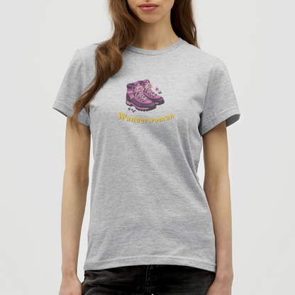 "Wanderwoman" - Shirt - Tiroler Design Südtirol | Frauen T-Shirt - Grau meliert