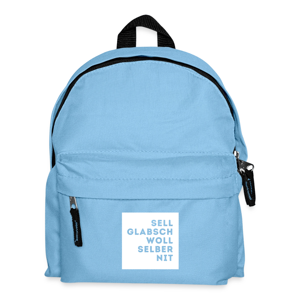 "Sell glabsch woll selber nit" - Tiroler Design Südtirol | Kinder Rucksack - Hellblau