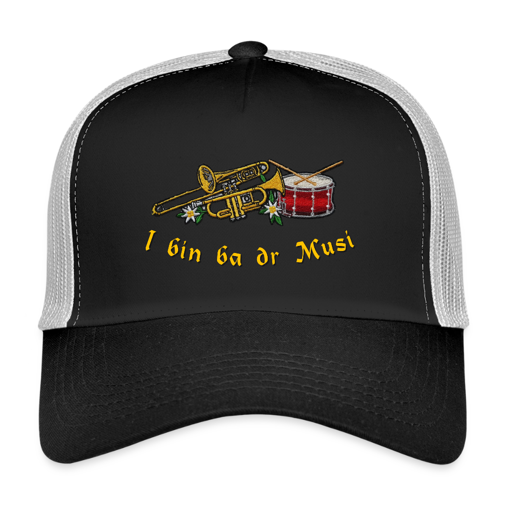 "I bin ba dr Musi" - Schildkappe - Tiroler Design Südtirol | Trucker Cap - Schwarz/Steingrau