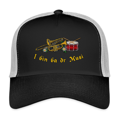 "I bin ba dr Musi" - Schildkappe - Tiroler Design Südtirol | Trucker Cap - Schwarz/Steingrau
