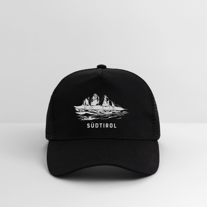 "Südtirol Drei Zinnen" - Schildkappe - Tiroler Design Südtirol | Trucker Cap Modern - Schwarz/Schwarz