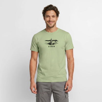 "Curon" - Shirt -  Turm im Reschensee Design Modern | Männer T-Shirt Südtirol - Sage