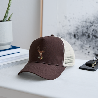 "Hirsch" - Schildkappe - Tiroler Design Südtirol | Trucker Cap Modern Jäger Jagd - Braun/Beige