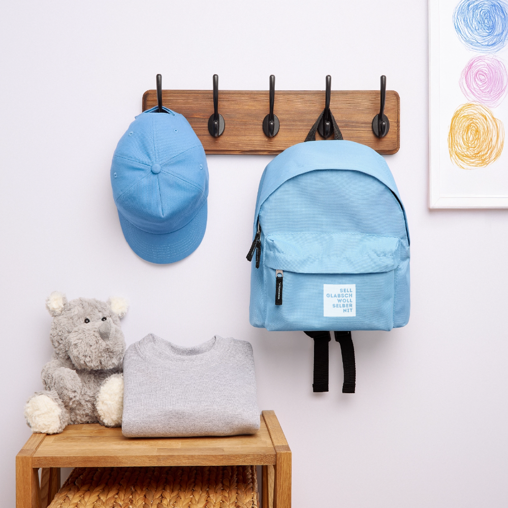 "Sell glabsch woll selber nit" - Tiroler Design Südtirol | Kinder Rucksack - Hellblau