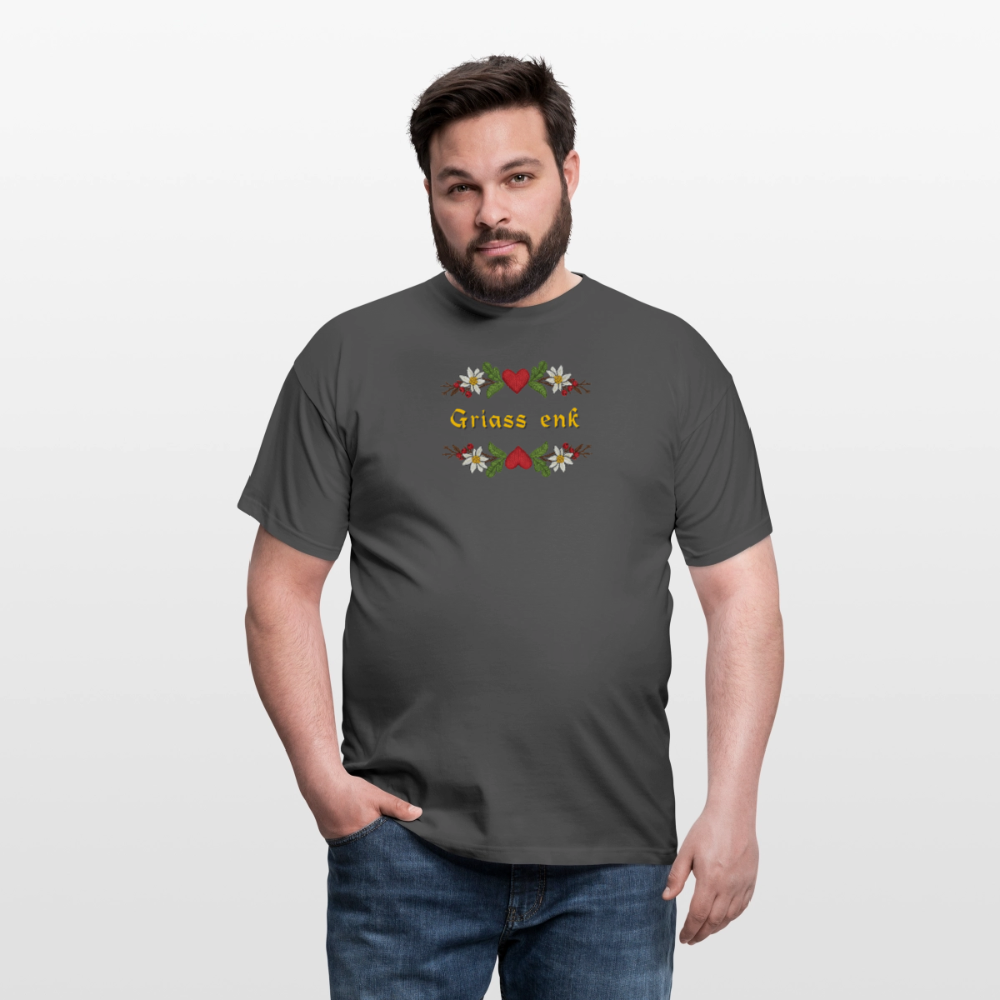 "Griass enk" - Shirt - Tiroler Design Südtirol | Männer T-Shirt Lustig - Anthrazit
