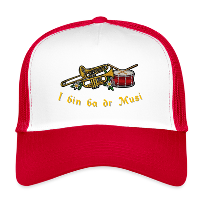 "I bin ba dr Musi" - Schildkappe - Tiroler Design Südtirol | Trucker Cap - Weiß/Rot