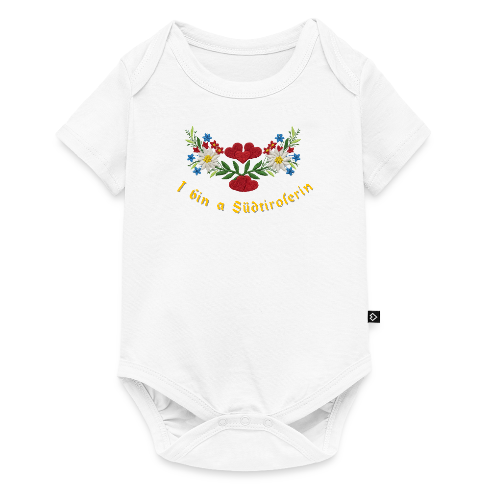 "I bin a Südtirolerin" - Baby Bio-Kurzarm-Body - Mädchen - Tiroler Design Südtirol Lustig - Weiß