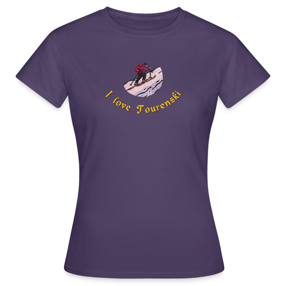 "I love Tourenski" - Shirt - Tiroler Design Südtirol | Frauen T-Shirt Skitouren - Dunkellila