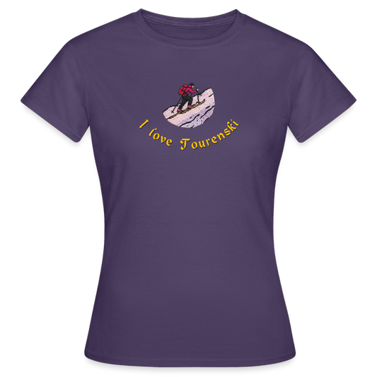 "I love Tourenski" - Shirt - Tiroler Design Südtirol | Frauen T-Shirt Skitouren - Dunkellila