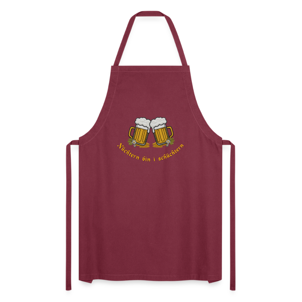 "Nüchtern bin i schüchtern" - Schürze - Tiroler Design Südtirol |  Lustiger Spruch - Bordeaux