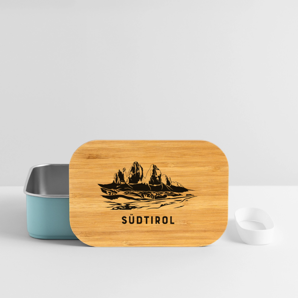 "Südtirol Drei Zinnen" - Jausebox - Tiroler Design Südtirol | Lunch Box - Hellblau