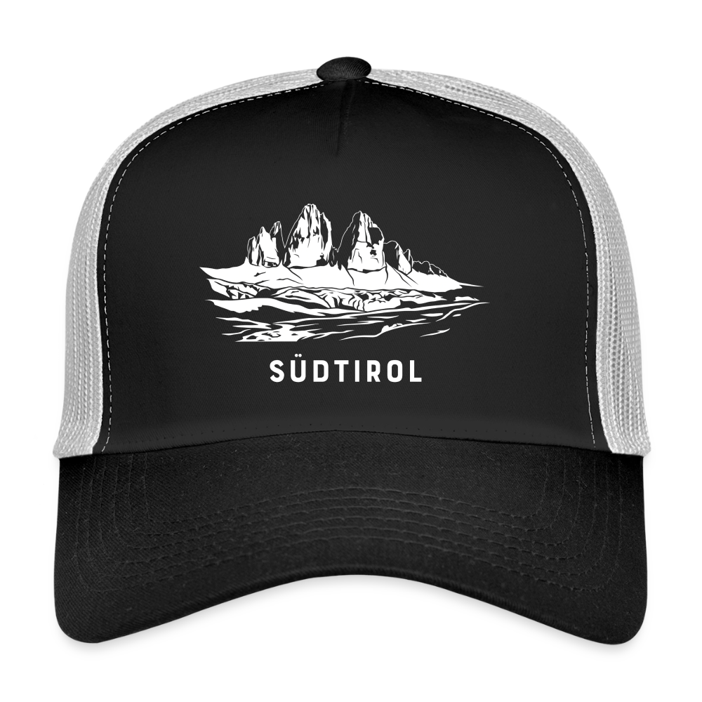 "Südtirol Drei Zinnen" - Schildkappe - Tiroler Design Südtirol | Trucker Cap Modern - Schwarz/Steingrau