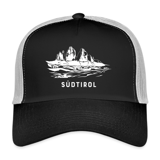 "Südtirol Drei Zinnen" - Schildkappe - Tiroler Design Südtirol | Trucker Cap Modern - Schwarz/Steingrau