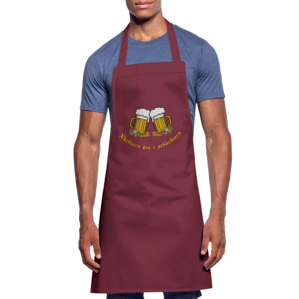 "Nüchtern bin i schüchtern" - Schürze - Tiroler Design Südtirol |  Lustiger Spruch - Bordeaux