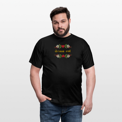 "Griass enk" - Shirt - Tiroler Design Südtirol | Männer T-Shirt Lustig - Schwarz