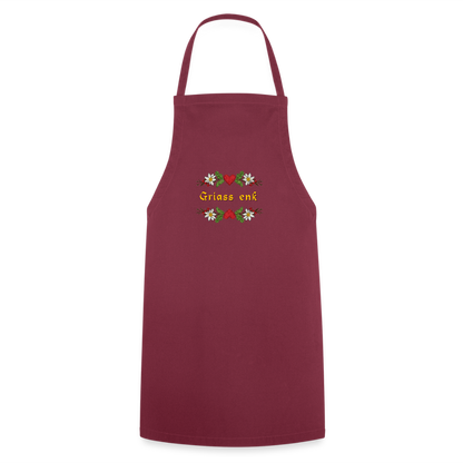 "Griass enk" - Shirt - Tiroler Design Südtirol |  Lustiger Spruch | Kochschürze - Bordeaux