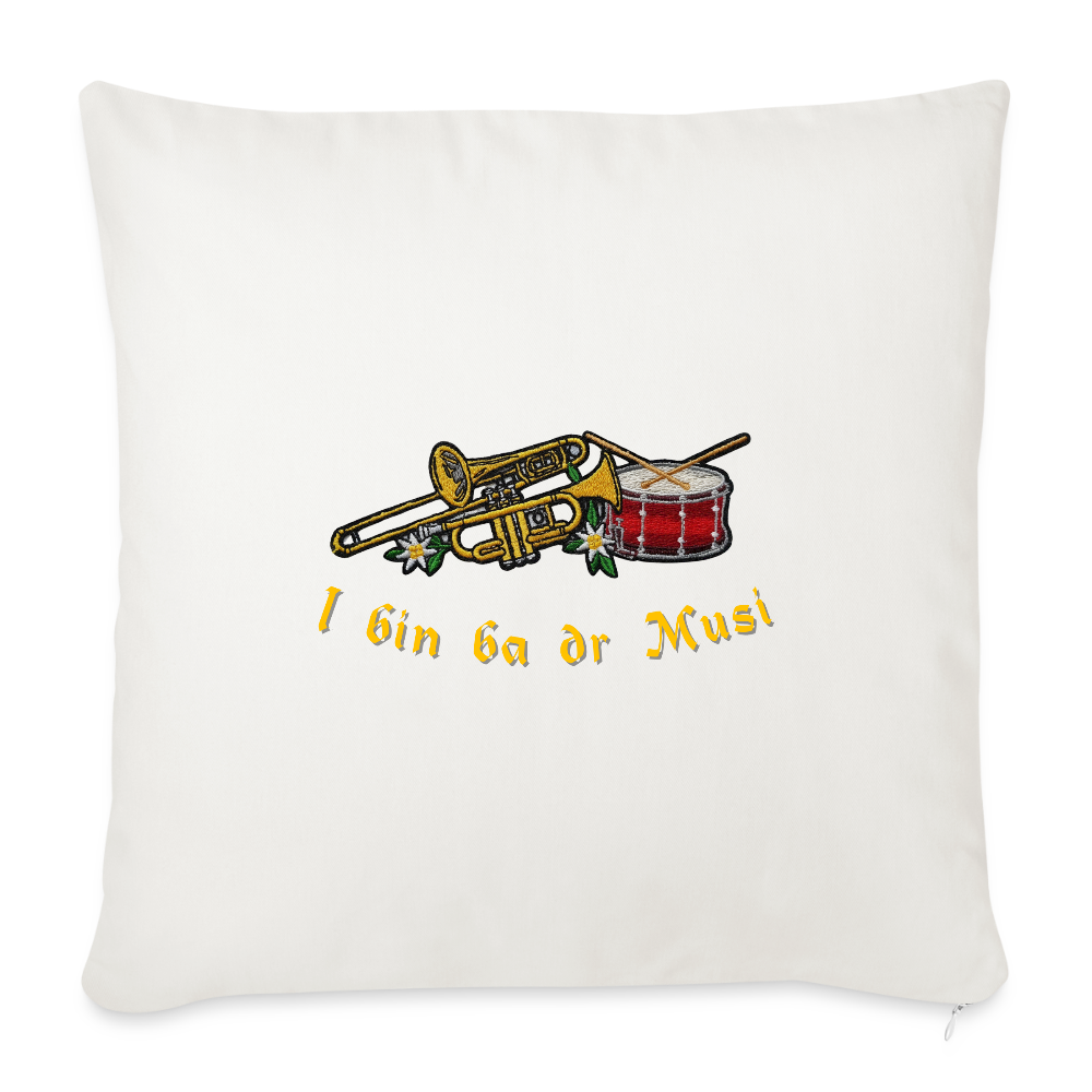 "I bin ba dr Musi" - Kissen - Tiroler Design Südtirol | Sofakissen mit Füllung 44 x 44 cm - Naturweiß 