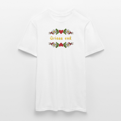 "Griass enk" - Shirt - Tiroler Design Südtirol | Männer T-Shirt Lustig - Weiß