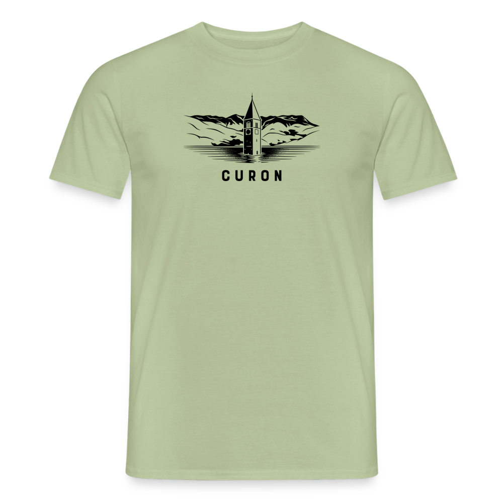 "Curon" - Shirt -  Turm im Reschensee Design Modern | Männer T-Shirt Südtirol - Sage