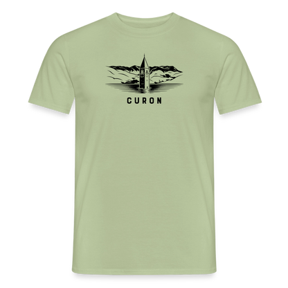 "Curon" - Shirt -  Turm im Reschensee Design Modern | Männer T-Shirt Südtirol - Sage