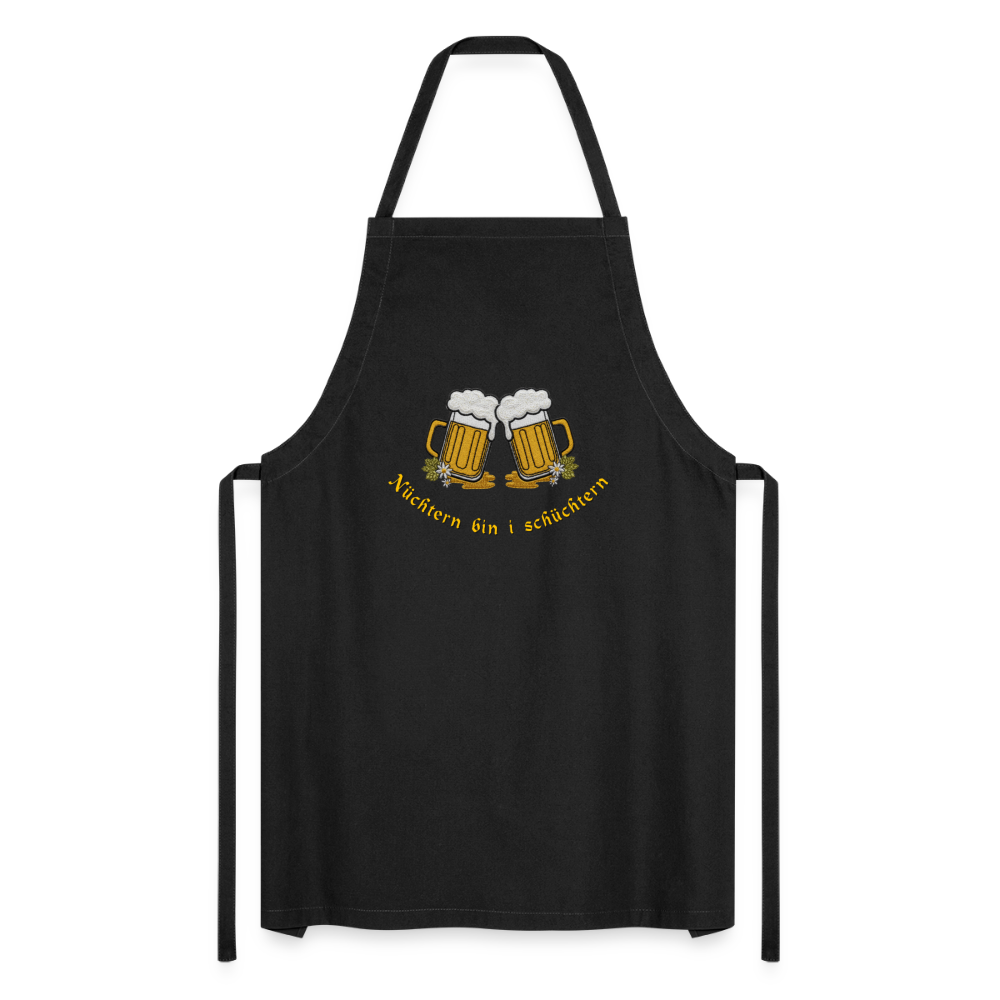 "Nüchtern bin i schüchtern" - Schürze - Tiroler Design Südtirol |  Lustiger Spruch - Schwarz