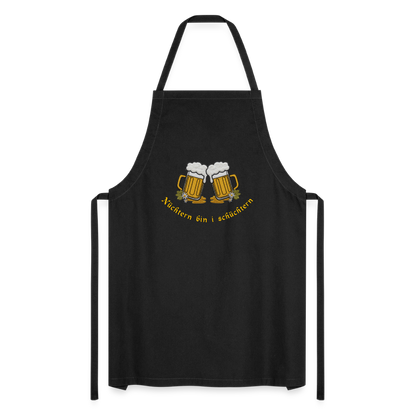 "Nüchtern bin i schüchtern" - Schürze - Tiroler Design Südtirol |  Lustiger Spruch - Schwarz