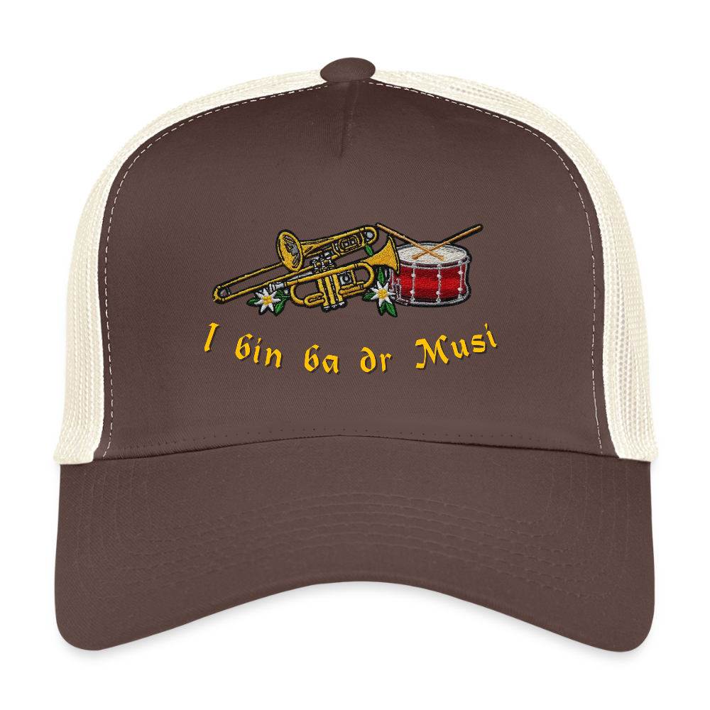 "I bin ba dr Musi" - Schildkappe - Tiroler Design Südtirol | Trucker Cap - Braun/Beige