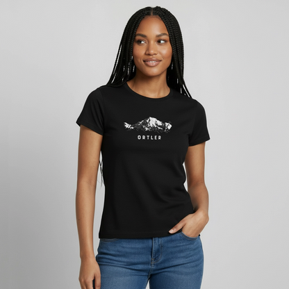 "Ortler" - Shirt -  Berg Design Modern | Frauen T-Shirt Südtirol - Schwarz