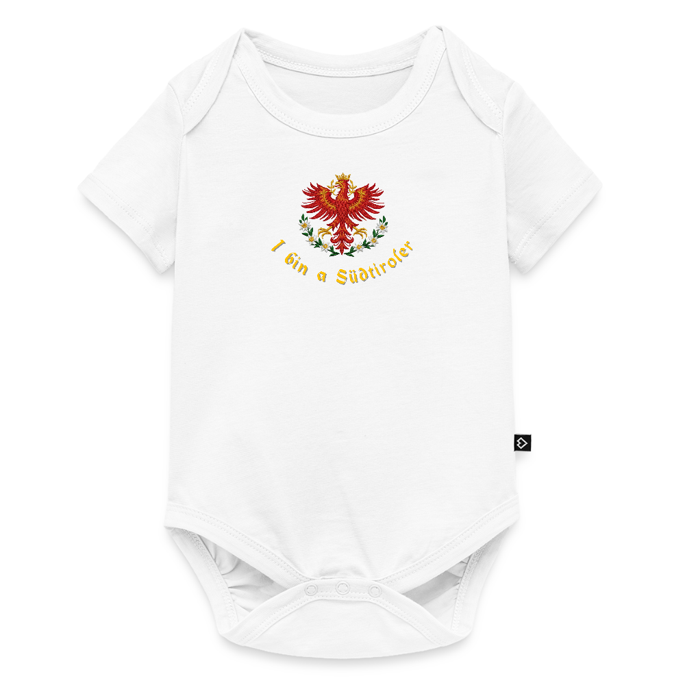 "I bin a  Südtiroler" - Baby Bio-Kurzarm-Body - Tiroler Design Südtirol Lustig - Weiß